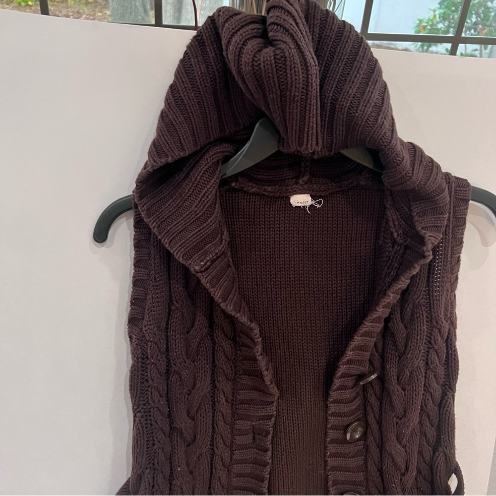 Old Navy girl’s brown youth hoodie sleeveless sweater cardigan size youth 14